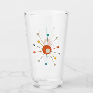 Atomic Starburst Red Blauwgroen Yellow Mid Century Glas