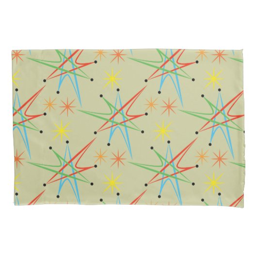 Atomic Starburst Retro Multicolored Patroon Kussensloop (Voorkant)