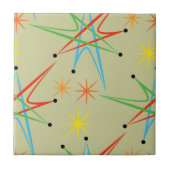 Atomic Starburst Retro Multicolored Patroon Tegeltje (Voorkant)