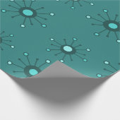Atomic Starbursts Blauwgroen Cadeaupapier (Hoek)