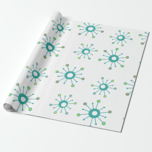 Atomic Starbursts Colorful Turquoise Cadeaupapier