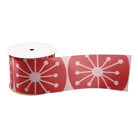 Atomic Stippen Retro Mid Century Roze en Rood Patr Lint (Spoel)