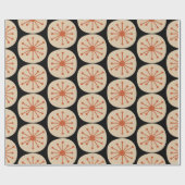 Atomic Stippen Retro Mid Mod Pattern Sinaasappel e Cadeaupapier (Vlak)