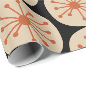 Atomic Stippen Retro Mid Mod Pattern Sinaasappel e Cadeaupapier (Rol Hoek)