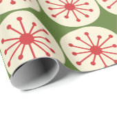 Atomic Stippen Retro Midcentury kerstpatroon Cadeaupapier (Rol Hoek)