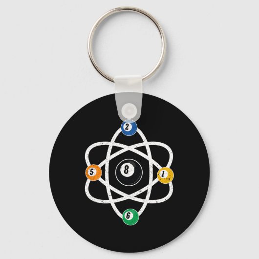 Atomic Structure Biljart Mannen Funny 8 Ball Pool Sleutelhanger (Voorkant)
