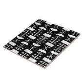 Atomic tijdperk Abstracte symbolen zwart wit Tegeltje (Zijkant)