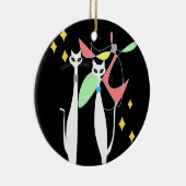 Atomic tijdperk Mid Century Modern Cool Cat Mobile Keramisch Ornament (Rechts)