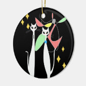 Atomic tijdperk Mid Century Modern Cool Cat Mobile Keramisch Ornament (Links)