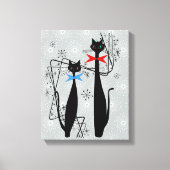 Atomic tijdperk Mid Century Modern Cool Cat Pair Canvas Afdruk (Voorkant)
