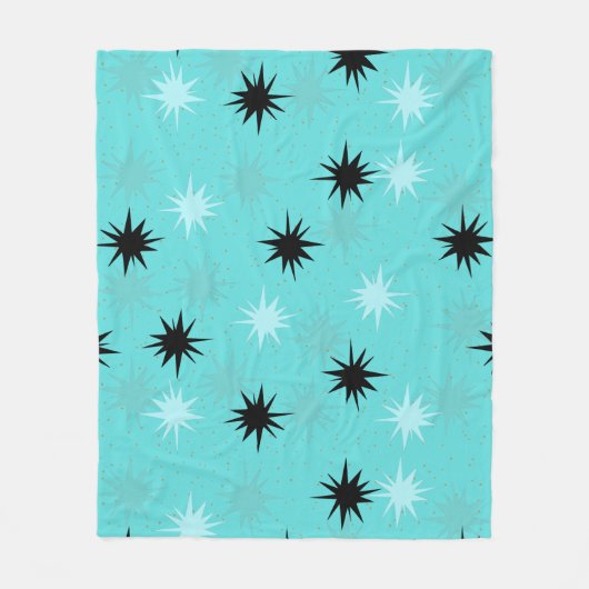Atomic Turquoise Starbursts Fleece Blanket Deken (Voorkant)