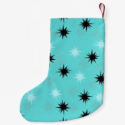 Atomic Turquoise Starbursts kerst Stocking Kleine Kerstsok (Achterkant)