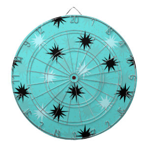 Atomic Turquoise Starbursts Metal Dart Board Dartbord
