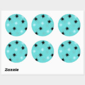 Atomic Turquoise Starbursts Round Stickers (Vel)