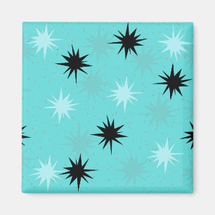 Atomic Turquoise Starbursts Square Magnet Magneet