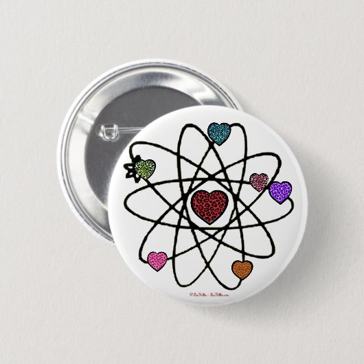 Atomic Valentijn Leopard Print Hearts Ronde Button 5,7 Cm (Voorkant /achterkant)