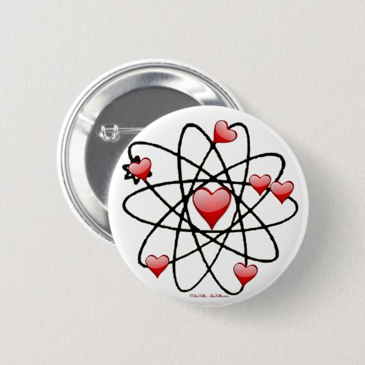 Atomic Valentijn Red Hearts Ronde Button 5,7 Cm (Voorkant /achterkant)