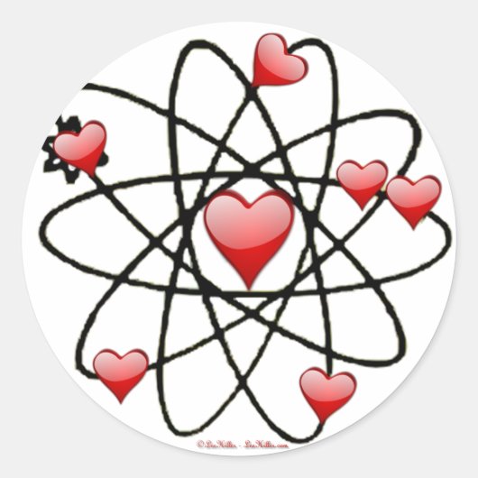 Atomic Valentijn Red Hearts Ronde Sticker (Voorkant)