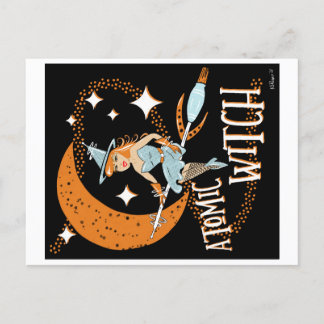 Atomic Witch Retro Vintage Pinup Girl Halloween Briefkaart