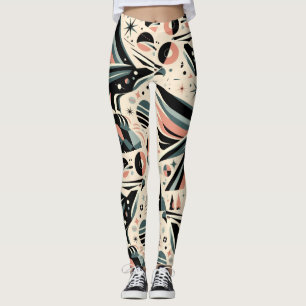 Atomische Adelaar Collage Geometrisch Patroon Leggings