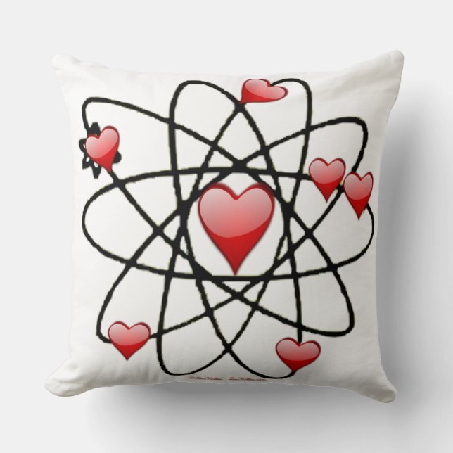 Atomische Valentijn Rode Harten Kussen (Voorkant)