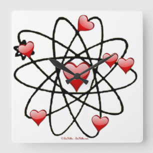 Atomische Valentijn Rode Harten Vierkante Klok