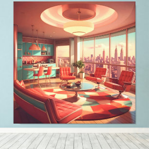Atomistisch Futuristisch Stadsappartement Canvas Afdruk