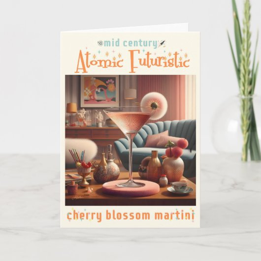 Atomistische Futuristische Kersenbloesem Martini Kaart (Voorkant)