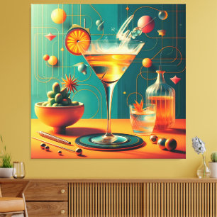 Atomistische Futuristische Kosmische Storm Martini Canvas Afdruk