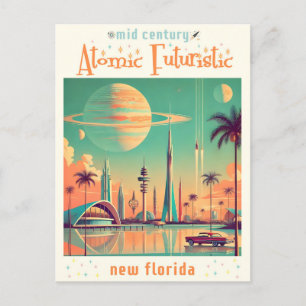 Atomistische Toekomstgerichte Nieuwe Florida Briefkaart
