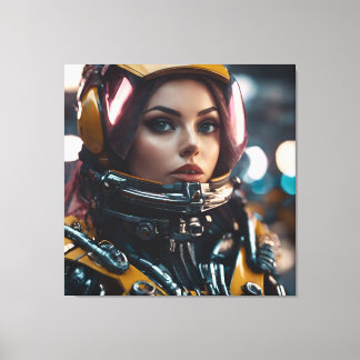 Atompunk Woman Canvas Afdruk