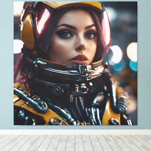 Atompunk Woman Canvas Afdruk (Insitu (Houten vloer))