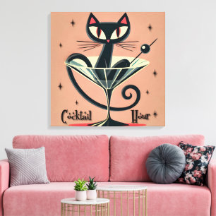Atoom Futuristische Ruimte Tijdperk Zwarte Kat Mar Canvas Afdruk