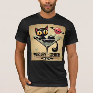 Atoom Futuristische Ruimte Tijdperk Zwarte Kat Mar T-shirt
