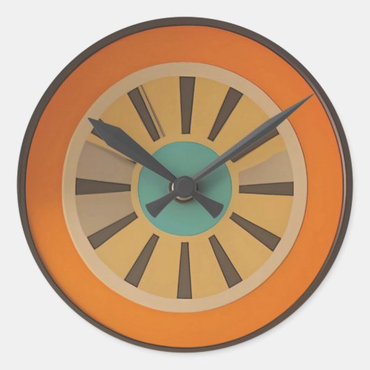 Atoom Futuristische Sinaasappelschijf Klok Afbeeld Ronde Sticker (Voorkant)
