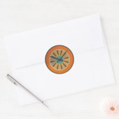 Atoom Futuristische Sinaasappelschijf Klok Afbeeld Ronde Sticker (Envelop)