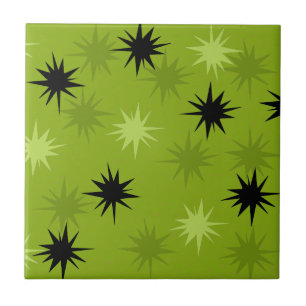 Atoom Groene Ceramiektegel Starbursts Tegeltje
