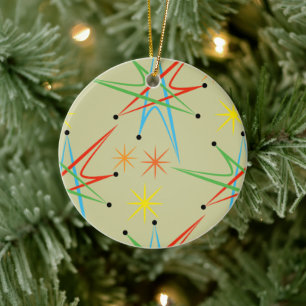 Atoom Retro Multicolored Patroon Starburst Keramisch Ornament