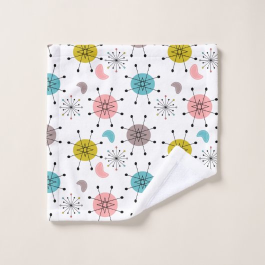 Atoom Retro Starburst Patroon Bad Handdoek (Wasdoekje)