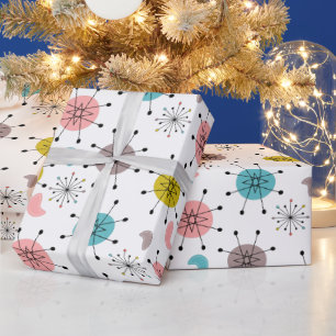 Atoom Retro Starburst Patroon Cadeaupapier
