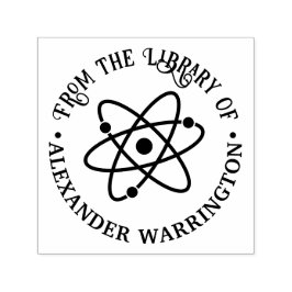 Atoom Symbool #2 “Uit de bibliotheek van” Boeknaam Zelfinktende Stempel