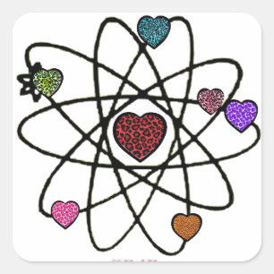 Atoom Valentijn Luipaardprint Harten Vierkante Sticker