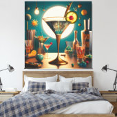 atoomfuturistische printplaat martini canvas afdruk (Insitu (Slaapkamer))