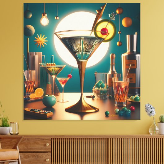 atoomfuturistische printplaat martini canvas afdruk (Insitu (Woonkamer))