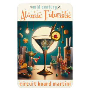atoomfuturistische printplaat martini magneet