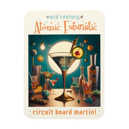 atoomfuturistische printplaat martini magneet (Verticaal)
