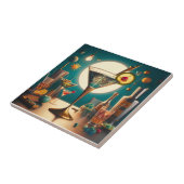 atoomfuturistische printplaat martini tegeltje (Zijkant)