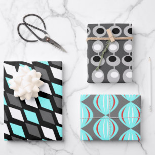 atoomgrijze trio halverwege de eeuw inpakpapier vel