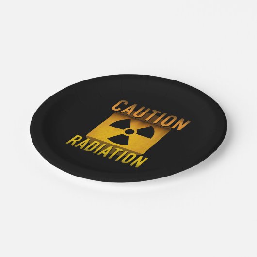atoomleeftijdsklasse:Voorzichtig radiatiesymbool r Papieren Bordje (Gekanteld)