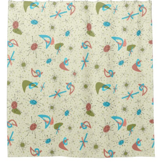 atoomontwerpgordijn van 1950 douchegordijn (Voorkant)